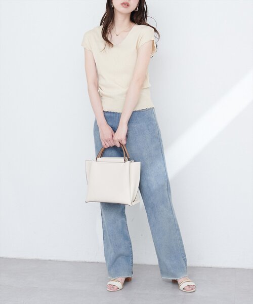 natural couture(ナチュラルクチュール)の「かぎ針風ちびスカラップフレンチリブニット(ニット/セーター・レディース・ブルー/アイボリー/ブラック/ブラウン・FREE)」の9枚目の写真
