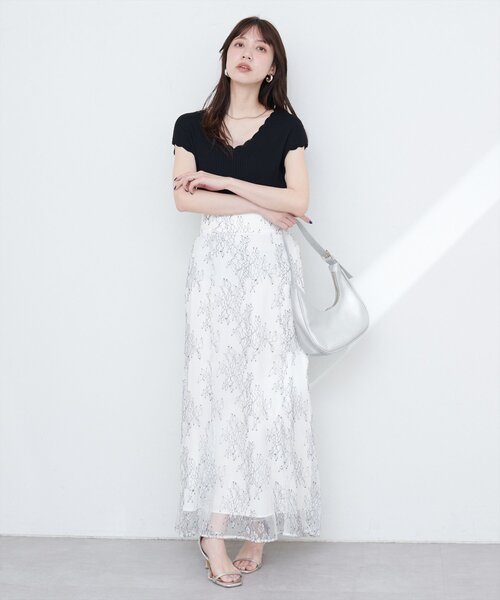 natural couture(ナチュラルクチュール)の「かぎ針風ちびスカラップフレンチリブニット(ニット/セーター・レディース・ブルー/アイボリー/ブラック/ブラウン・FREE)」の14枚目の写真
