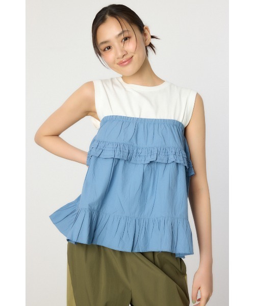 RODEO CROWNS WIDE BOWL（ロデオクラウンズワイドボウル）の「2WAYフリルキャミソール（その他トップス・レディース・ブラック/オフホワイト/ブルー・FREE）」の3枚目の写真