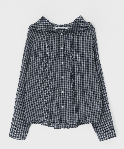 BLACKUP（ブラックアップ）の「[MADE] シュロットチェックサマールーズフィットフードシャツ（シャツ/ブラウス・レディース・ブラック/ネイビー・FREE）」の14枚目の写真