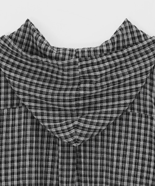 BLACKUP（ブラックアップ）の「[MADE] シュロットチェックサマールーズフィットフードシャツ（シャツ/ブラウス・レディース・ブラック/ネイビー・FREE）」の19枚目の写真