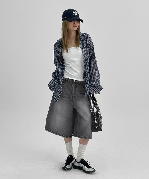 BLACKUP（ブラックアップ）の「[MADE] シュロットチェックサマールーズフィットフードシャツ（シャツ/ブラウス・レディース・ブラック/ネイビー・FREE）」の10枚目の写真