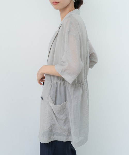 refinedworks（リファインドワークス）の「【refinedworks】ナチュラルな透け感の サマージャケット（テーラードジャケット・レディース・グレー/ブラウン/ブラック・FREE）」の8枚目の写真