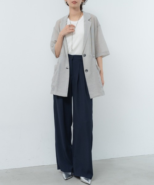 refinedworks（リファインドワークス）の「【refinedworks】ナチュラルな透け感の サマージャケット（テーラードジャケット・レディース・グレー/ブラウン/ブラック・FREE）」の19枚目の写真