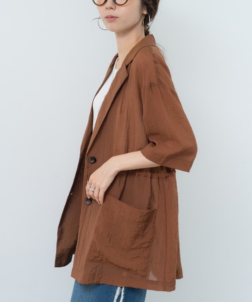 refinedworks（リファインドワークス）の「【refinedworks】ナチュラルな透け感の サマージャケット（テーラードジャケット・レディース・グレー/ブラウン/ブラック・FREE）」の6枚目の写真