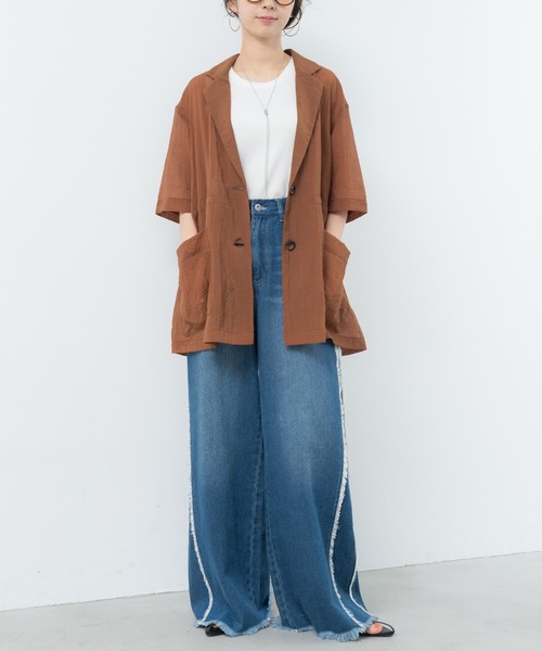 refinedworks（リファインドワークス）の「【refinedworks】ナチュラルな透け感の サマージャケット（テーラードジャケット・レディース・グレー/ブラウン/ブラック・FREE）」の15枚目の写真