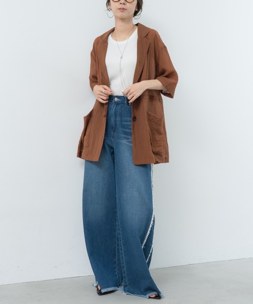 refinedworks（リファインドワークス）の「【refinedworks】ナチュラルな透け感の サマージャケット（テーラードジャケット・レディース・グレー/ブラウン/ブラック・FREE）」の16枚目の写真