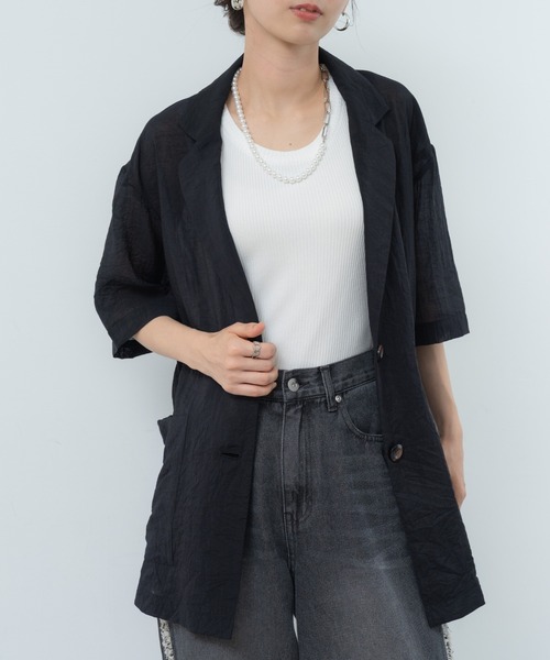 refinedworks（リファインドワークス）の「【refinedworks】ナチュラルな透け感の サマージャケット（テーラードジャケット・レディース・グレー/ブラウン/ブラック・FREE）」の10枚目の写真