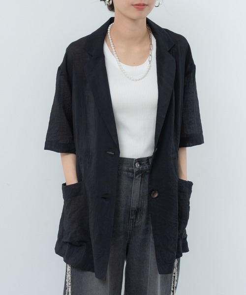 refinedworks（リファインドワークス）の「【refinedworks】ナチュラルな透け感の サマージャケット（テーラードジャケット・レディース・グレー/ブラウン/ブラック・FREE）」の11枚目の写真