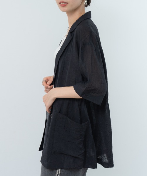 refinedworks（リファインドワークス）の「【refinedworks】ナチュラルな透け感の サマージャケット（テーラードジャケット・レディース・グレー/ブラウン/ブラック・FREE）」の12枚目の写真