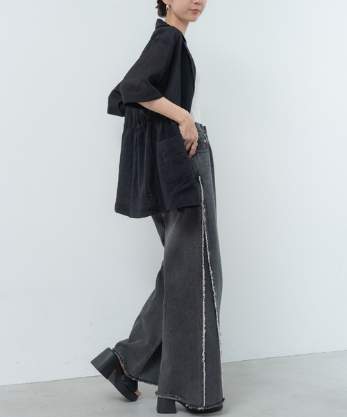 refinedworks（リファインドワークス）の「【refinedworks】ナチュラルな透け感の サマージャケット（テーラードジャケット・レディース・グレー/ブラウン/ブラック・FREE）」の22枚目の写真