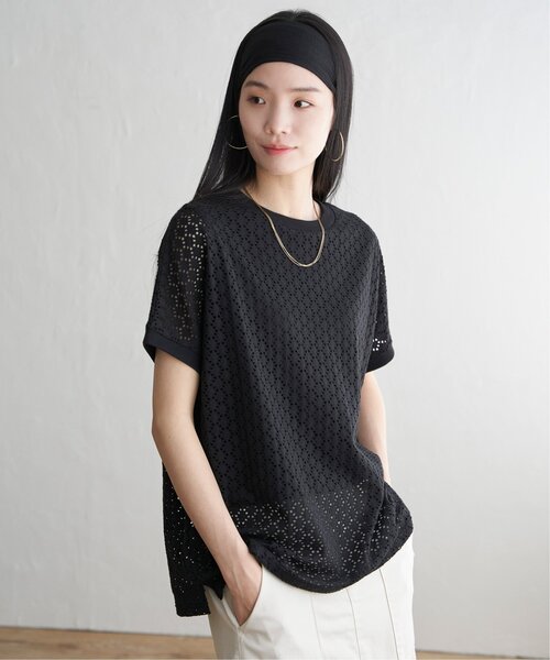 LBC（エルビーシー）の「【プチプラ1990円（税抜）】アイレットレースプルオーバー（Tシャツ/カットソー・レディース・ホワイト/ブラック/グレイッシュベージュ/ブルー/グリーン・L/M）」の16枚目の写真