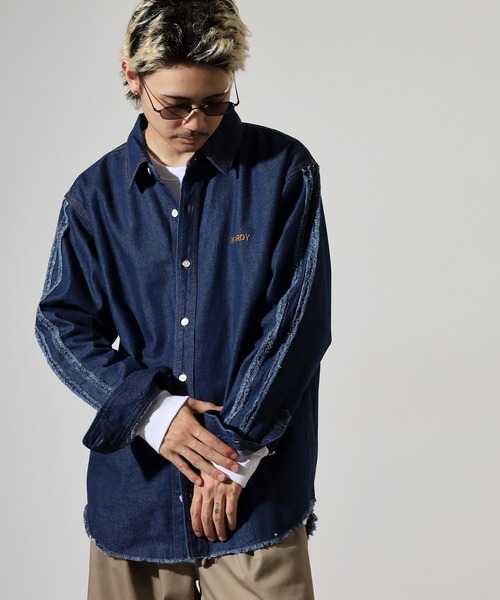 NERDY(ノルディ)の「NYデニムシャツ(シャツ/ブラウス・メンズ・ブルー/ネイビー・S/M/L)」の17枚目の写真