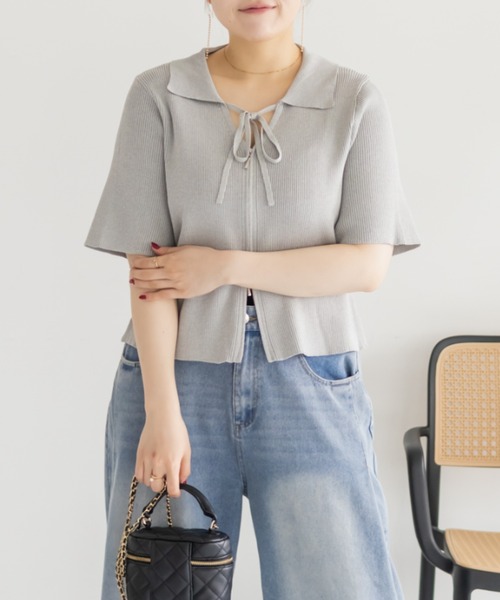 CLETTE(クレット)の「襟付きダブルジップリブニット(ニット/セーター・レディース・オフホワイト/グレー/ブラック・LL/3L/4L)」の16枚目の写真