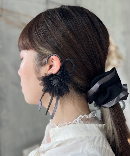 エムスール　m.soeur ミニバッグ　イヤーカフ　セット コットンパールと布花のイヤーカフ＊（イヤーカフ）｜m.soeur