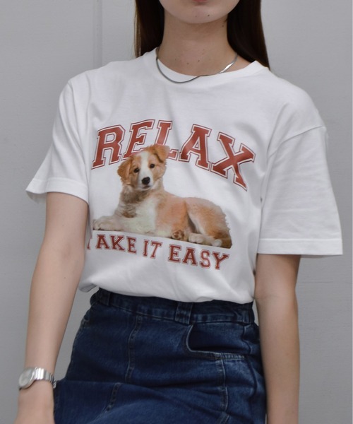 spiritoso(スピリトーゾ)の「【spiritoso】RELAX シートプリントTシャツ(Tシャツ/カットソー・レディース・ブラック/オートミール/ホワイト・LARGE/MEDIUM)」の1枚目の写真