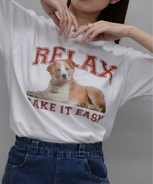 spiritoso(スピリトーゾ)の「【spiritoso】RELAX シートプリントTシャツ(Tシャツ/カットソー・レディース・ブラック/オートミール/ホワイト・LARGE/MEDIUM)」の5枚目の写真