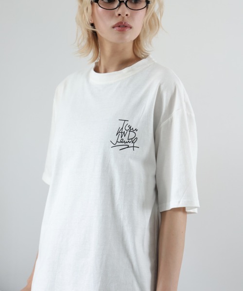 Girly Doll(ガーリードール)の「バックプリントオーバーTシャツ(Tシャツ/カットソー・レディース・ブラック/ホワイト・S/M/L/XL)」の8枚目の写真