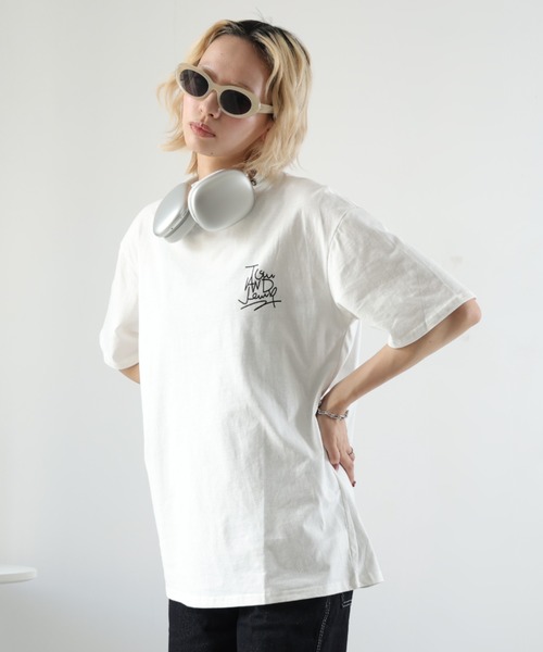 Girly Doll(ガーリードール)の「バックプリントオーバーTシャツ(Tシャツ/カットソー・レディース・ブラック/ホワイト・S/M/L/XL)」の12枚目の写真