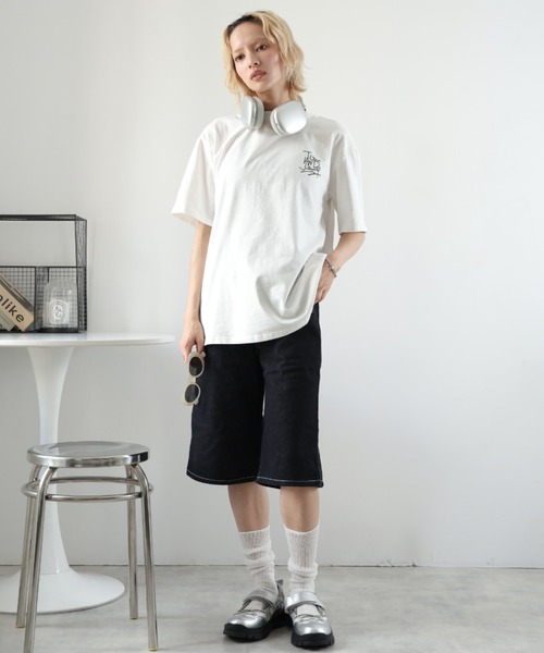 Girly Doll(ガーリードール)の「バックプリントオーバーTシャツ(Tシャツ/カットソー・レディース・ブラック/ホワイト・S/M/L/XL)」の13枚目の写真