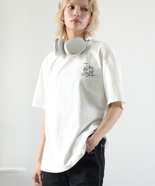 Girly Doll(ガーリードール)の「バックプリントオーバーTシャツ(Tシャツ/カットソー・レディース・ブラック/ホワイト・S/M/L/XL)」の15枚目の写真