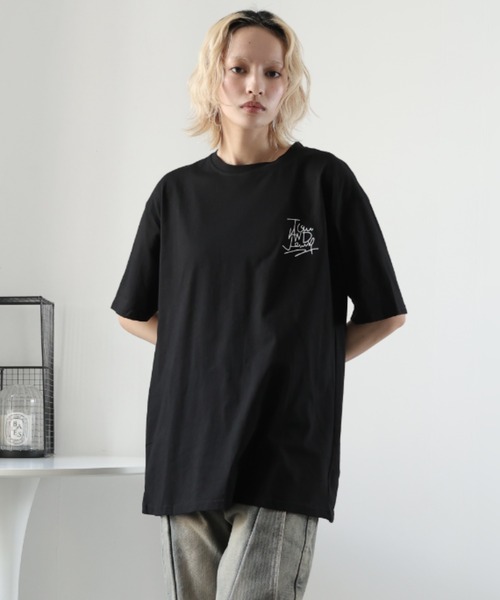 Girly Doll(ガーリードール)の「バックプリントオーバーTシャツ(Tシャツ/カットソー・レディース・ブラック/ホワイト・S/M/L/XL)」の18枚目の写真