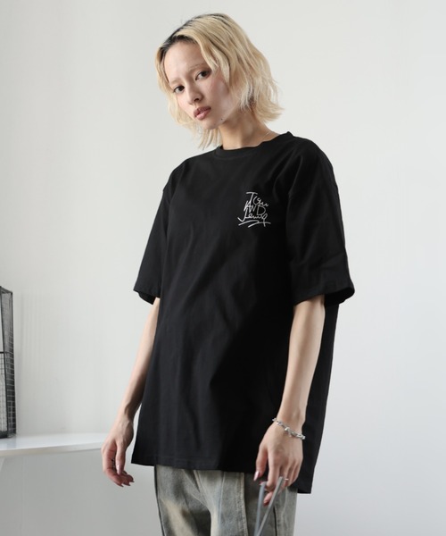 Girly Doll(ガーリードール)の「バックプリントオーバーTシャツ(Tシャツ/カットソー・レディース・ブラック/ホワイト・S/M/L/XL)」の21枚目の写真