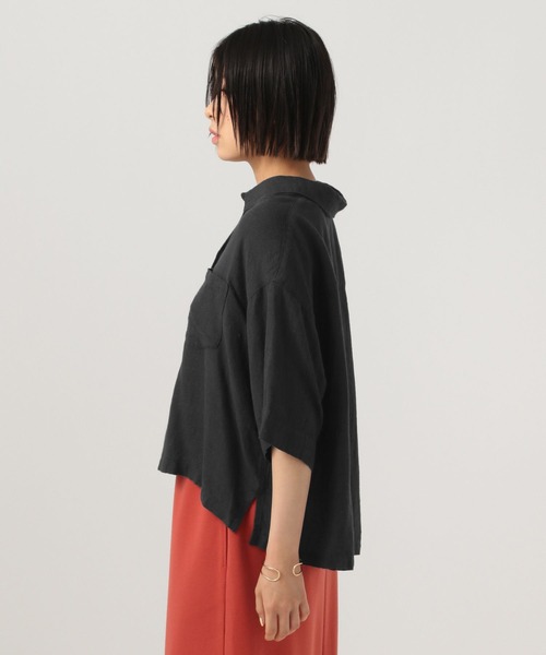 BAYFLOW(ベイフロー)の「リネンクロップド半袖シャツ(シャツ/ブラウス・レディース・ライトイエロー/チャコール/グレー/レッド/オフホワイト・FREE)」の11枚目の写真