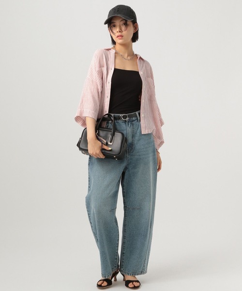 BAYFLOW(ベイフロー)の「リネンクロップド半袖シャツ(シャツ/ブラウス・レディース・ライトイエロー/チャコール/グレー/レッド/オフホワイト・FREE)」の10枚目の写真