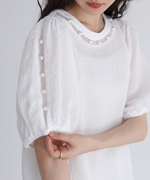 somari imagination(ソマリ イマジネーション)の「フェイクパール付きフラワージャカードブラウス(シャツ/ブラウス・レディース・ブラック/オフホワイト・2/1)」の21枚目の写真