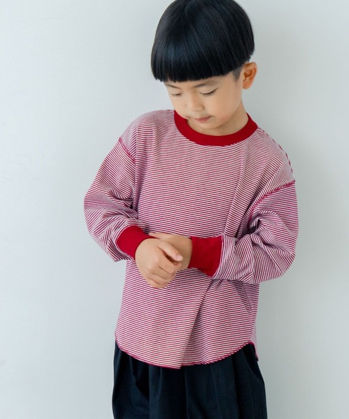 LOWRYS FARM（ローリーズファーム）の「ホソボーダーＴＬＳ　571373（Tシャツ/カットソー・キッズ・バーガンディー/ブラウン/グリーン/ブラック・150cm/140cm/130cm/120cm/110cm）」の4枚目の写真