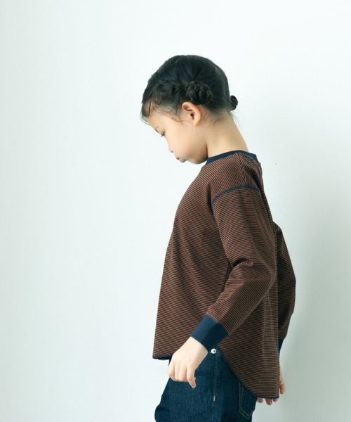 LOWRYS FARM（ローリーズファーム）の「ホソボーダーＴＬＳ　571373（Tシャツ/カットソー・キッズ・バーガンディー/ブラウン/グリーン/ブラック・150cm/140cm/130cm/120cm/110cm）」の2枚目の写真