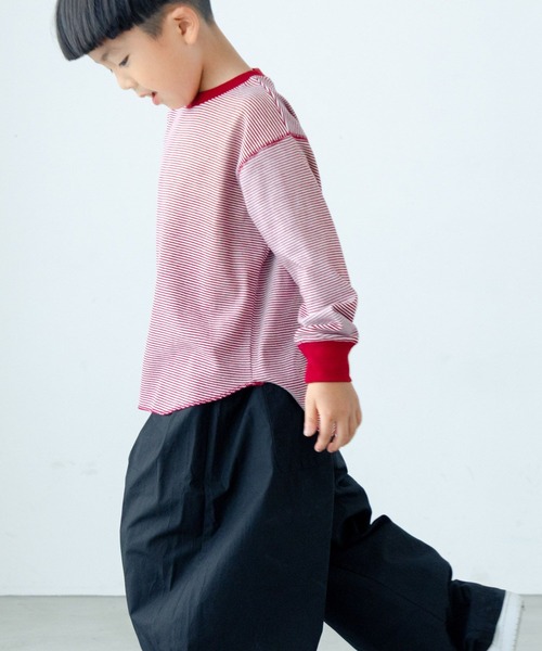 LOWRYS FARM（ローリーズファーム）の「ホソボーダーＴＬＳ　571373（Tシャツ/カットソー・キッズ・バーガンディー/ブラウン/グリーン/ブラック・150cm/140cm/130cm/120cm/110cm）」の6枚目の写真