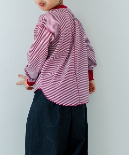 LOWRYS FARM（ローリーズファーム）の「ホソボーダーＴＬＳ　571373（Tシャツ/カットソー・キッズ・バーガンディー/ブラウン/グリーン/ブラック・150cm/140cm/130cm/120cm/110cm）」の7枚目の写真