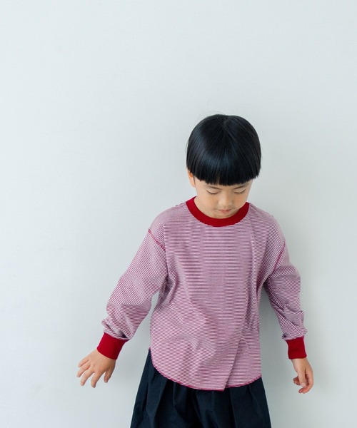 LOWRYS FARM（ローリーズファーム）の「ホソボーダーＴＬＳ　571373（Tシャツ/カットソー・キッズ・バーガンディー/ブラウン/グリーン/ブラック・150cm/140cm/130cm/120cm/110cm）」の8枚目の写真