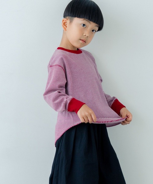 LOWRYS FARM（ローリーズファーム）の「ホソボーダーＴＬＳ　571373（Tシャツ/カットソー・キッズ・バーガンディー/ブラウン/グリーン/ブラック・150cm/140cm/130cm/120cm/110cm）」の9枚目の写真