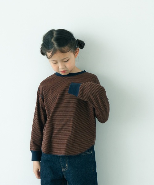 LOWRYS FARM（ローリーズファーム）の「ホソボーダーＴＬＳ　571373（Tシャツ/カットソー・キッズ・バーガンディー/ブラウン/グリーン/ブラック・150cm/140cm/130cm/120cm/110cm）」の12枚目の写真