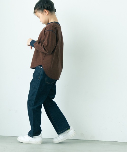 LOWRYS FARM（ローリーズファーム）の「ホソボーダーＴＬＳ　571373（Tシャツ/カットソー・キッズ・バーガンディー/ブラウン/グリーン/ブラック・150cm/140cm/130cm/120cm/110cm）」の13枚目の写真