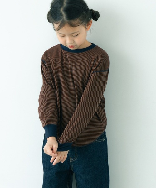 LOWRYS FARM（ローリーズファーム）の「ホソボーダーＴＬＳ　571373（Tシャツ/カットソー・キッズ・バーガンディー/ブラウン/グリーン/ブラック・150cm/140cm/130cm/120cm/110cm）」の14枚目の写真