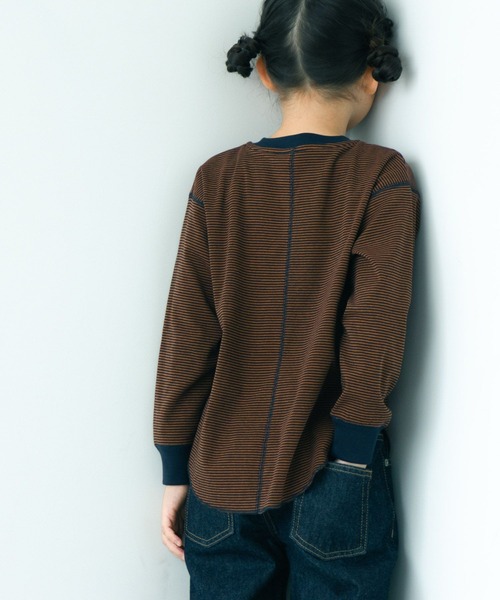 LOWRYS FARM（ローリーズファーム）の「ホソボーダーＴＬＳ　571373（Tシャツ/カットソー・キッズ・バーガンディー/ブラウン/グリーン/ブラック・150cm/140cm/130cm/120cm/110cm）」の15枚目の写真