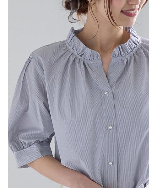 Te chichi（テチチ）の「パターンアソートスタンドフリルブラウス（シャツ/ブラウス・レディース・サックスブルー/オフホワイト/グレー/イエロー・F）」の2枚目の写真