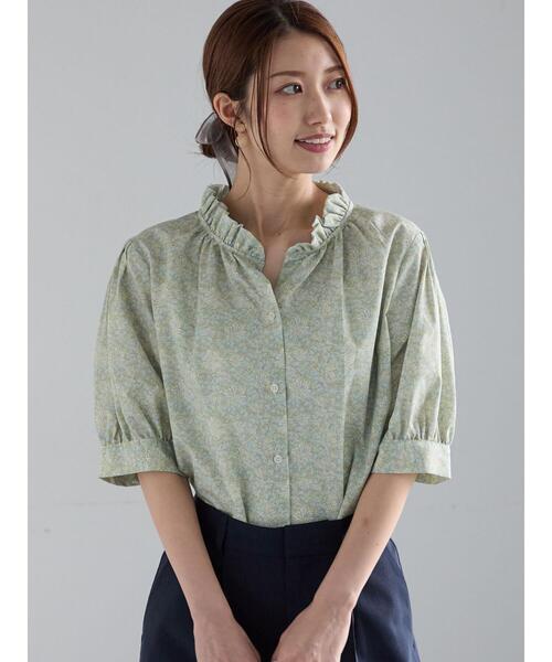 Te chichi（テチチ）の「パターンアソートスタンドフリルブラウス（シャツ/ブラウス・レディース・サックスブルー/オフホワイト/グレー/イエロー・F）」の4枚目の写真