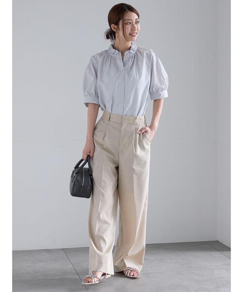 Te chichi（テチチ）の「パターンアソートスタンドフリルブラウス（シャツ/ブラウス・レディース・サックスブルー/オフホワイト/グレー/イエロー・F）」の6枚目の写真