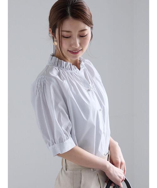 Te chichi（テチチ）の「パターンアソートスタンドフリルブラウス（シャツ/ブラウス・レディース・サックスブルー/オフホワイト/グレー/イエロー・F）」の7枚目の写真