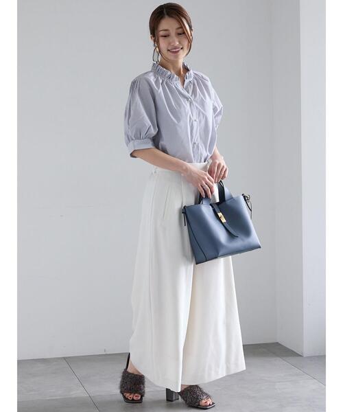 Te chichi（テチチ）の「パターンアソートスタンドフリルブラウス（シャツ/ブラウス・レディース・サックスブルー/オフホワイト/グレー/イエロー・F）」の10枚目の写真