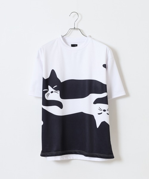 セール】モノトーンCATアートP.Tポンチ半袖Tシャツ（Tシャツ