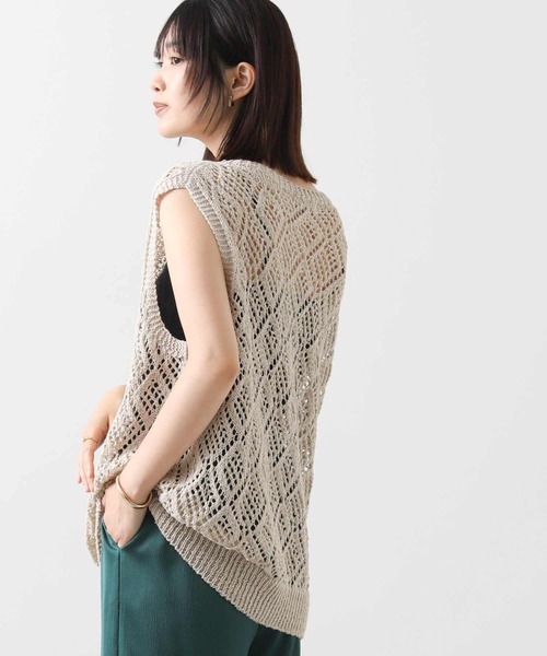 audrey and john wad(オードリーアンドジョンワッド)の「すかし柄ホールガーメントベスト(Tシャツ/カットソー・レディース・サックスブルー/オートミール・FREE)」の4枚目の写真