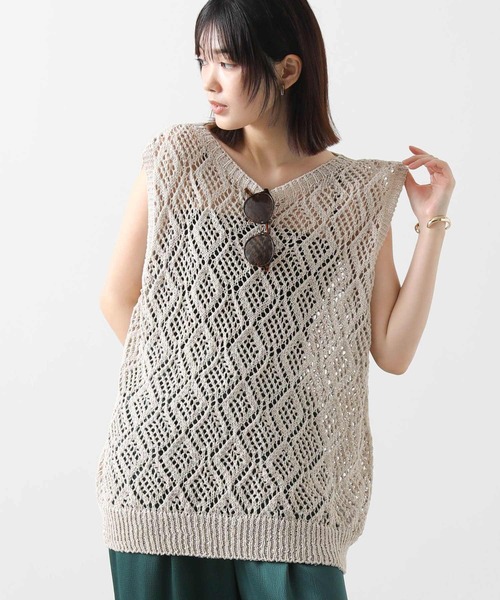 audrey and john wad(オードリーアンドジョンワッド)の「すかし柄ホールガーメントベスト(Tシャツ/カットソー・レディース・サックスブルー/オートミール・FREE)」の6枚目の写真