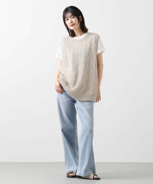 audrey and john wad(オードリーアンドジョンワッド)の「すかし柄ホールガーメントベスト(Tシャツ/カットソー・レディース・サックスブルー/オートミール・FREE)」の7枚目の写真