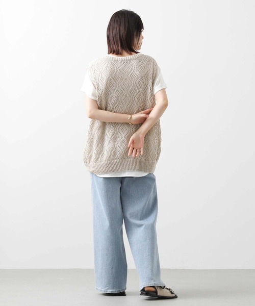 audrey and john wad(オードリーアンドジョンワッド)の「すかし柄ホールガーメントベスト(Tシャツ/カットソー・レディース・サックスブルー/オートミール・FREE)」の9枚目の写真